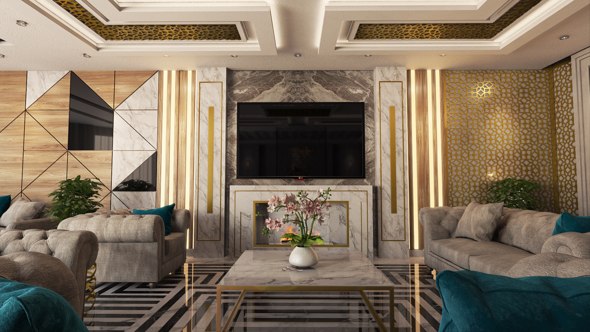 semi classic luxury living room design